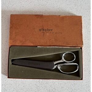 Vintage 80s Gingher Designer Dressmaker Tailor Chrome Brazil Shears Scissors